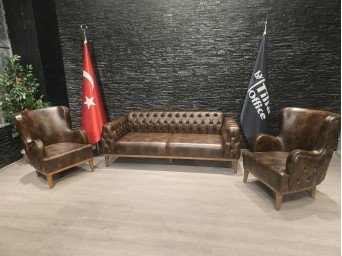 Tilia A Chester Klasik Deri Ofis Oturma Grubu